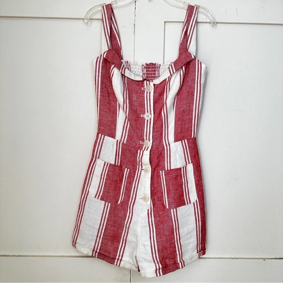 Reformation Coconut Romper in Cuba Stripe 2 - Picture 2 of 7